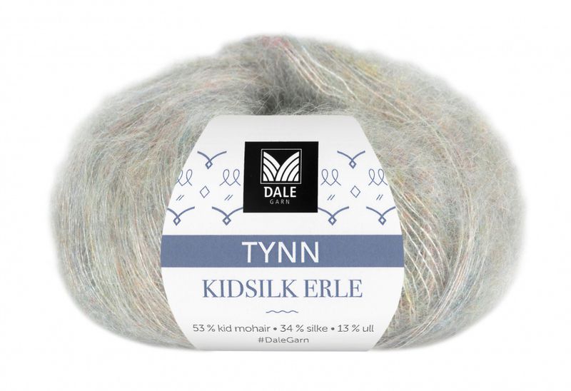 Tynn Kidsilk Erle - Grønn/Rose melert 4019