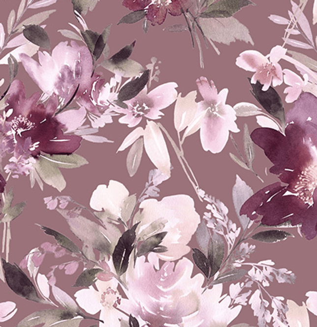 Hovedbilde Jersey Digital Print Blomster med rosa bakgrunn 