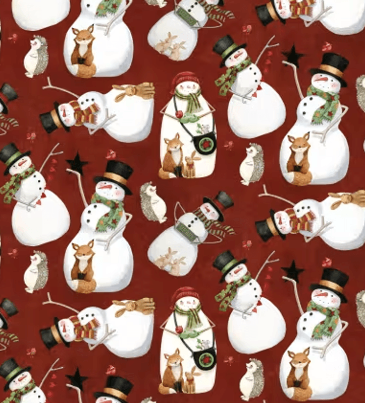 Northern Christmas Snowmen Red